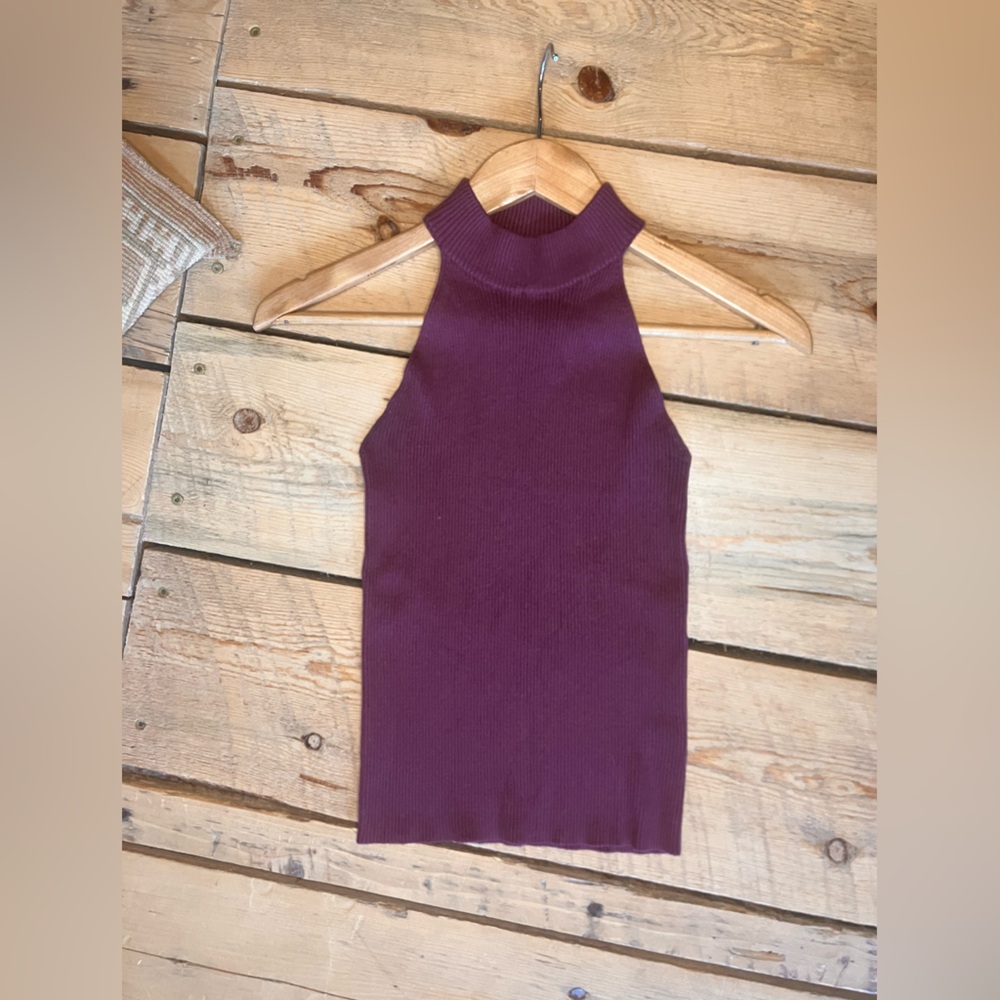 Knit Ribbed Tank Mock Turtleneck